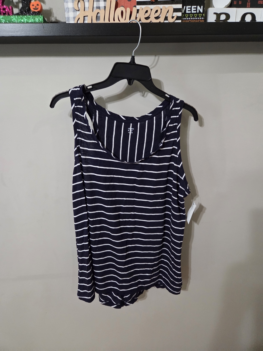 crown & ivy Navy and White Striped Tank